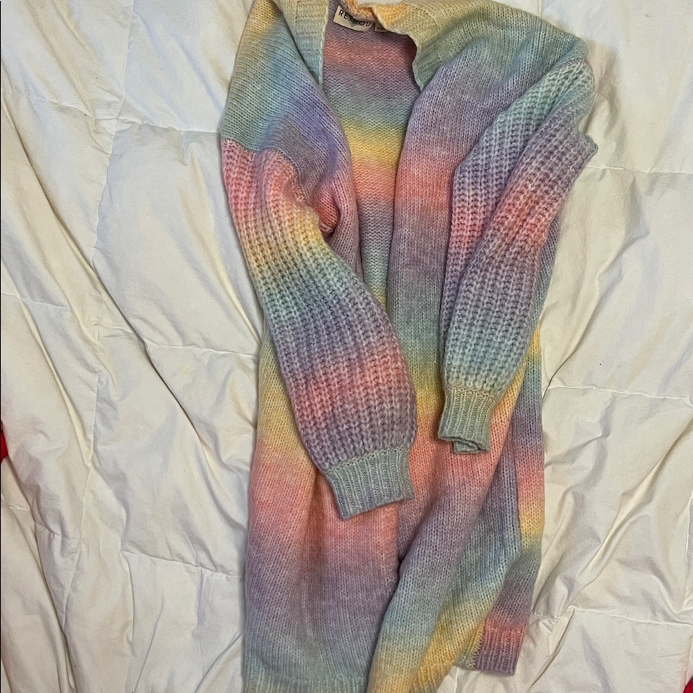 Colorful Gradient Knit Sweater Cardigan
